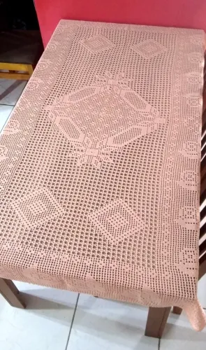 Toalha de mesa - Crochê Anne - Salmão