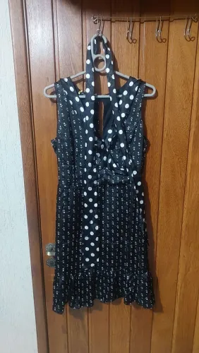 Vestido Curto Any Day Preto Estampado tam P