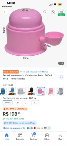 Vendo bebedouro Vida Mansa aluninio, recomendado veterinários, pouco uso, perfeito estado