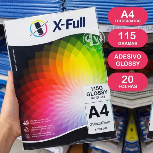 Papel Fotográf. Adesivo 115 g - 20 Folhas Glossy