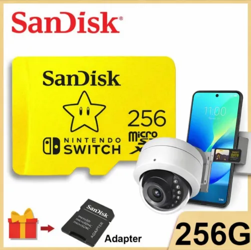 Cartão microsdxc sandisk 256GB Para Expansão De Câmera Segurança e Celular Android