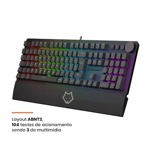 Teclado Mecânico Gamer Husky Anchorage Full Size, RGB, Switch Gateron EF Brown, ABNT2, Pre