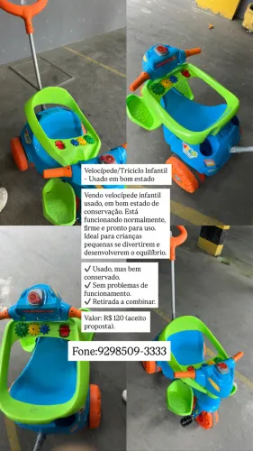 Velocípede/Triciclo Infantil - Usado em bom estado