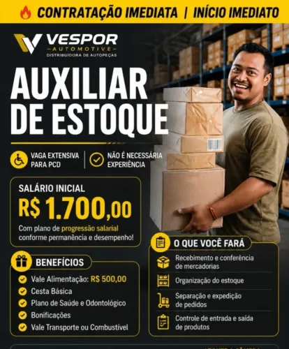 Vaga de Emprego: Auxiliar de Estoque