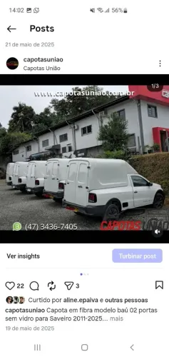 CAPOTA EM FIBRA MODELO BAÚ 02 PORTAS