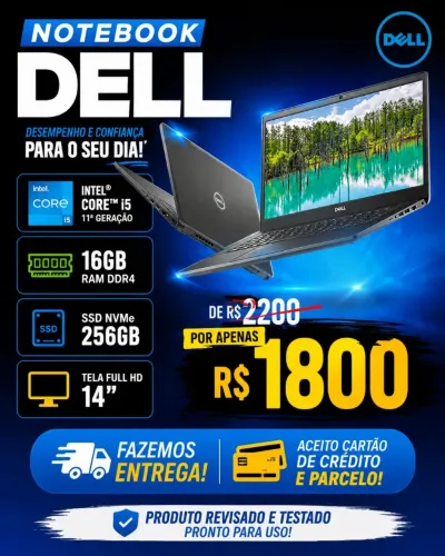 Notebook Dell i5/ 16GB RAM/ SSD Nvme/ entrego parelo cartão