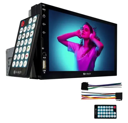Central Multimídia E-Tech MP5 1 Din 7" Bluetooth USB