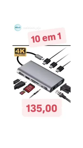 Hub USB 10 em 1 HDMI, LAN, USB, TIPO C, POR 110,00
