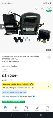 Compressor hemético alternativo novo