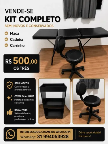 kit para estúdio Maca/Cadeira/Carrinho 