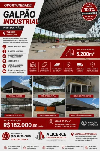 ALUGO GALPÃO COM 5200 M2 EM CONSTRUÇÃO