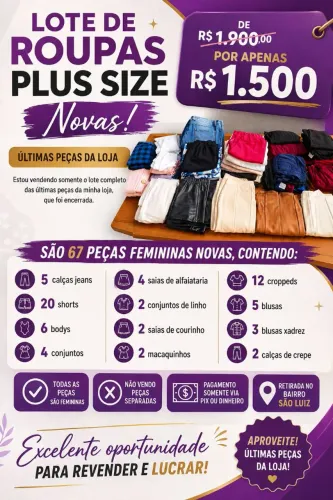 Kit Roupas Plus Size Novas 67pçs