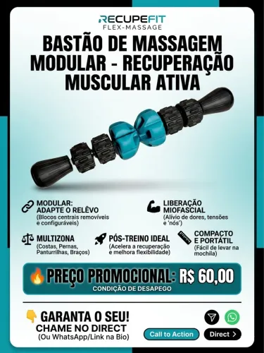 Bastão de Massagem Modular Recupefit Flex-Massage