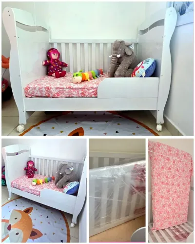 Berço branco luxo com colhão