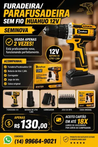 ? Furadeira/Parafusadeira Sem Fio Huahuo 12V