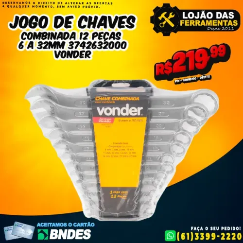 Jogo de Chave Combinada 12 Peças 6 a 32mm 3742632000 Vonder