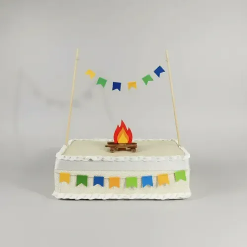 Decoração Varal de Bandeirinhas festa junina Brasil Topper topo de bolo