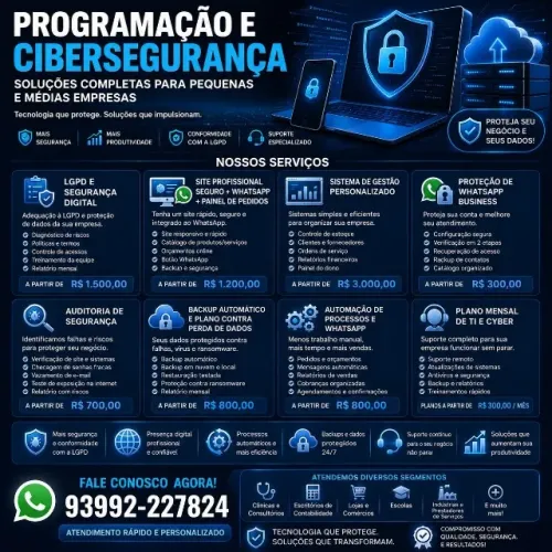 Trabalho com soluções digitais para pequenas e médias empresas.