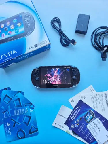 PS Vita OLED Preto 128GB Completo na Caixa Cheio de Jogos