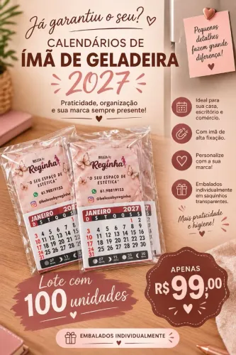 Calendário 2027 personalizado imã de geladeira