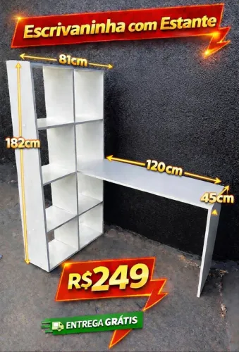 Escrivaninha com estante semi nova