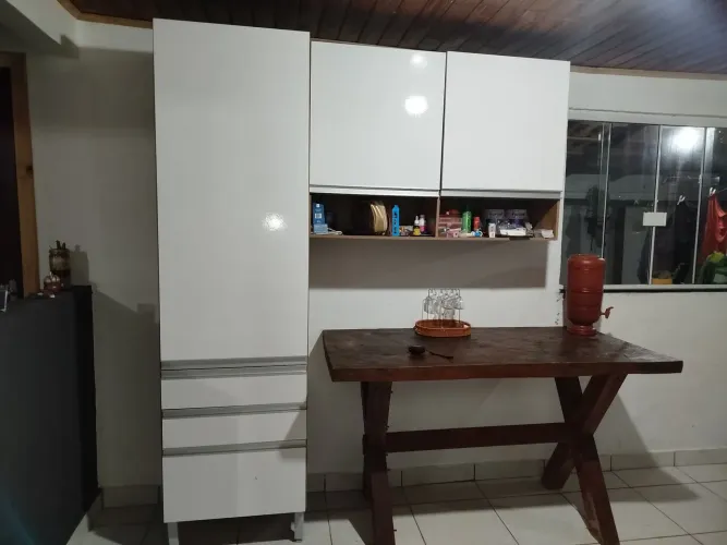 Armário de Cozinha Modulado Branco Brilho (Paneleiro + Aéreo)