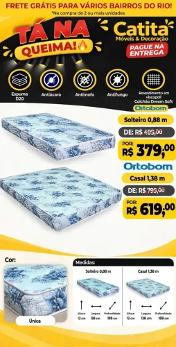 Colchões ORTOBOM com FRETE GRÁTIS: TÁ na Queima!!
