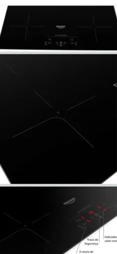 Cooktop de Indução 4 Bocas Preto com Trava de Segurança Dako Supreme 220v