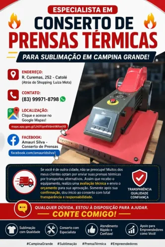 Conserto de Prensas Térmicas para Sublimação em Campina Grande!