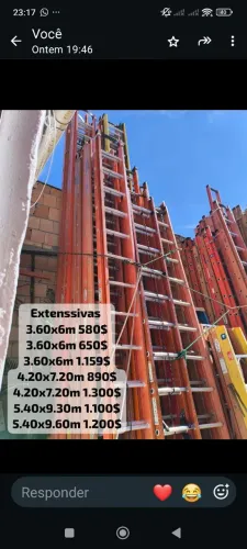 Escada de fibra 6m 630$ avista dinheiro ou Pix retirar no local