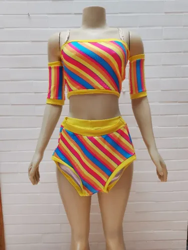 fantasia carnaval colorido top e tanga tamanho 38/40