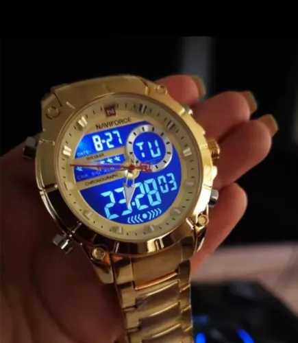 Relógio Masculino Naviforce NF9163 Dourado Luxo Original