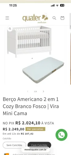 Berço americano quater cozy branco fosco