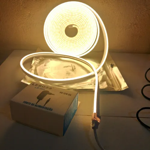 Fita led neon branco quente + fonte 12v