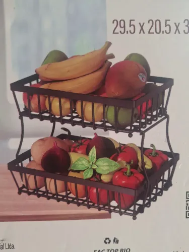 Fruteira gourmet metal dois andares enfeite 