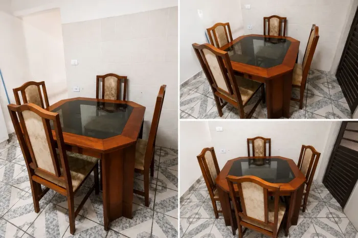 Mesa de madeira com 4 cadeiras