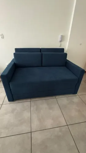 Sofá-Cama Casal Castor Salerno Max Suede Azul - Excelente Estado