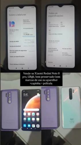 Celular Xiaomi Redmi Note 8 pro, semi novo, 128gb
