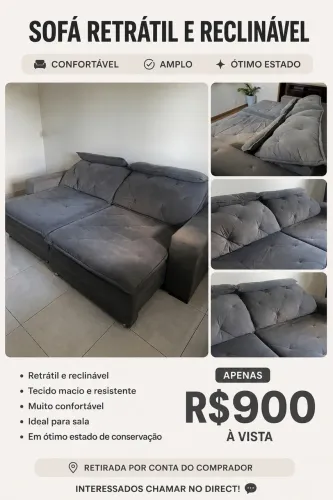 Sofá retrátil e reclinável