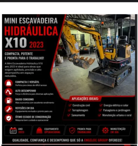 Vendas equipamentos seminovos Mini retroescavadeira, betoneira carretinha e outros