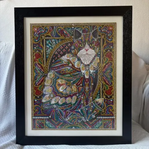 Quadro de arte em diamante GATO com moldura