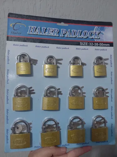 Kit com 12 cadeados Haler padlock tam. 32, 38 e 50mm