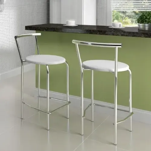 Conjunto com 5 banquetas alta em aço cromado 106 Carraro - branca
