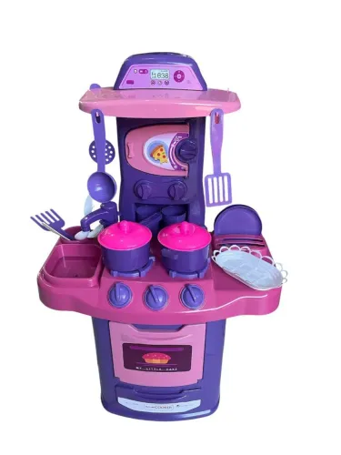 Kit Cozinha Infantil Top Deluxe pia com torneira que sai água, fogão com botões que giram