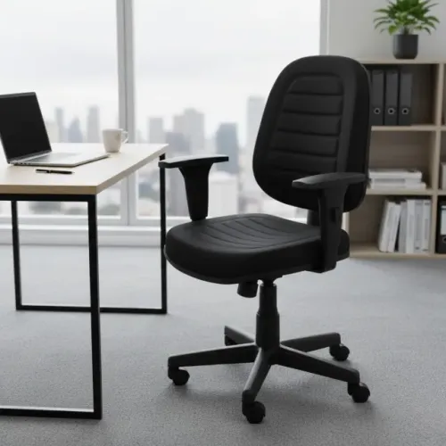 Cadeira Diretorzinha Back System Costurada Preta Braços Reguláveis Conforto 32996