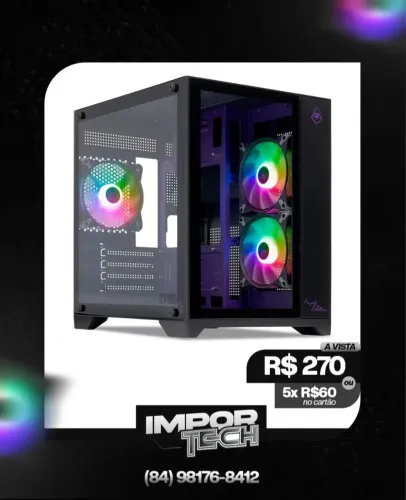 Gabinete Gamer Mancer CV100 com 3 fans. @importech_084