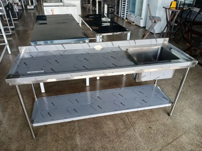 Mesa Inox 180x60 com 1 Cuba lado direito Pia 