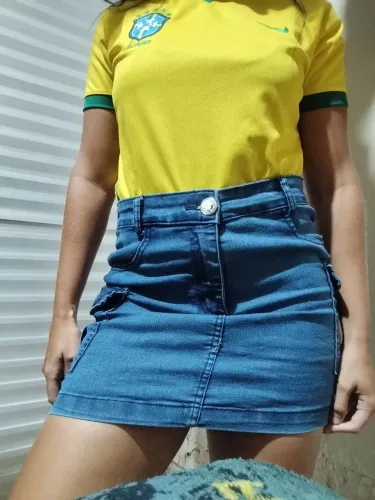 Saia cargo jeans azul n° 42