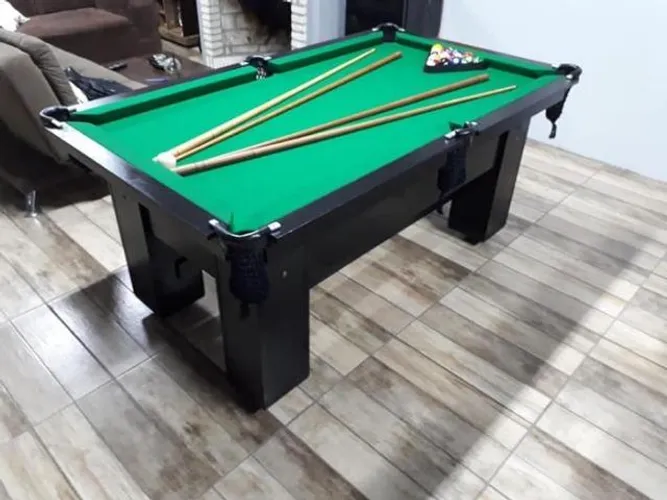  Mesa de Sinuca 4 Pés Tecido Verde Cor Preta Tx Modelo VCR6587