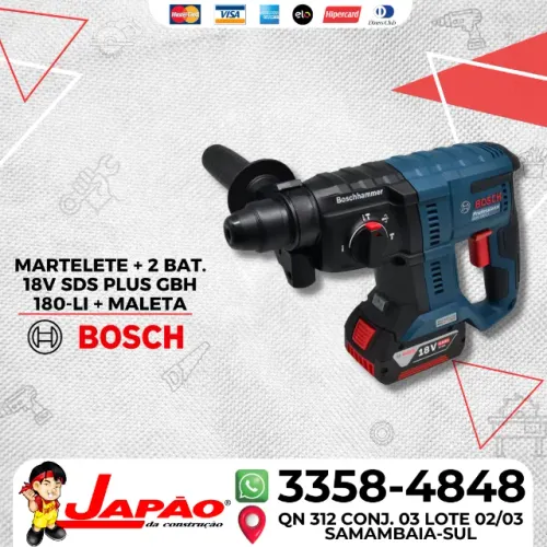 Martelete Bosch SDS Plus GBH 180-LI + 2 Baterias 18V + Maleta